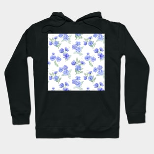 Blue Sailors transparent flowers watercolor print. Spring romantic bouquets translucent Hoodie